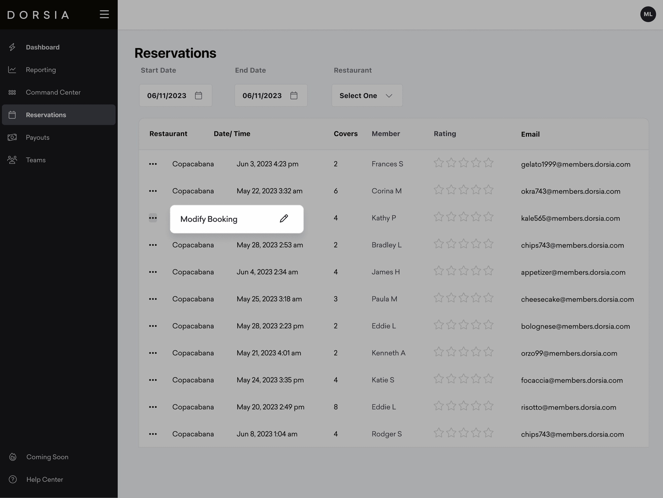 Modify reservation flow
