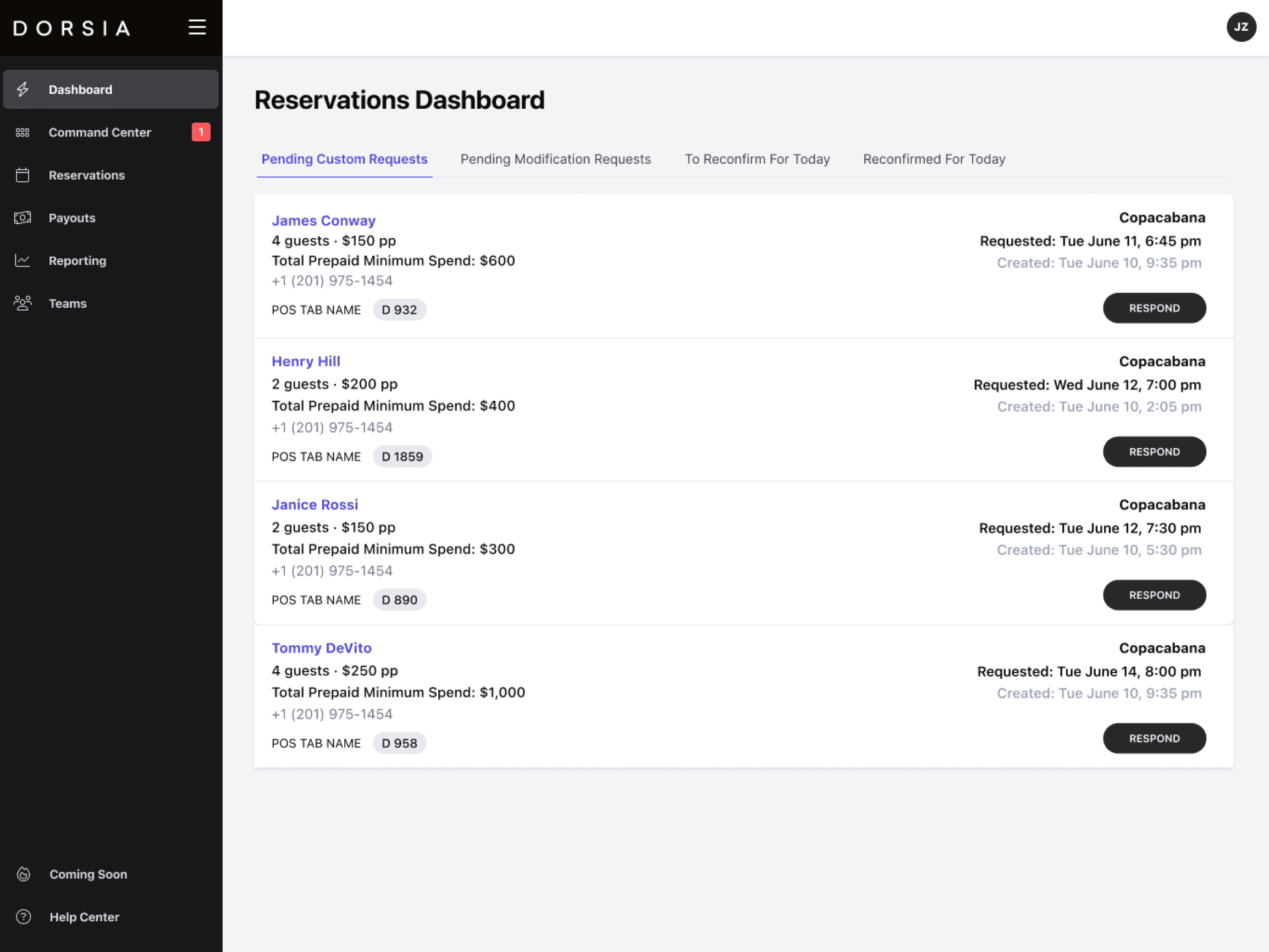 Pending Custom Requests tab