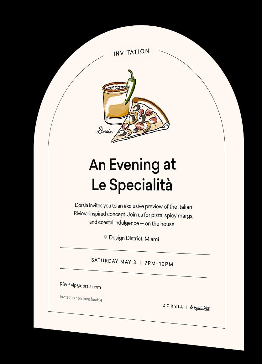 Invitation — An evening at Le Specialità, Miami