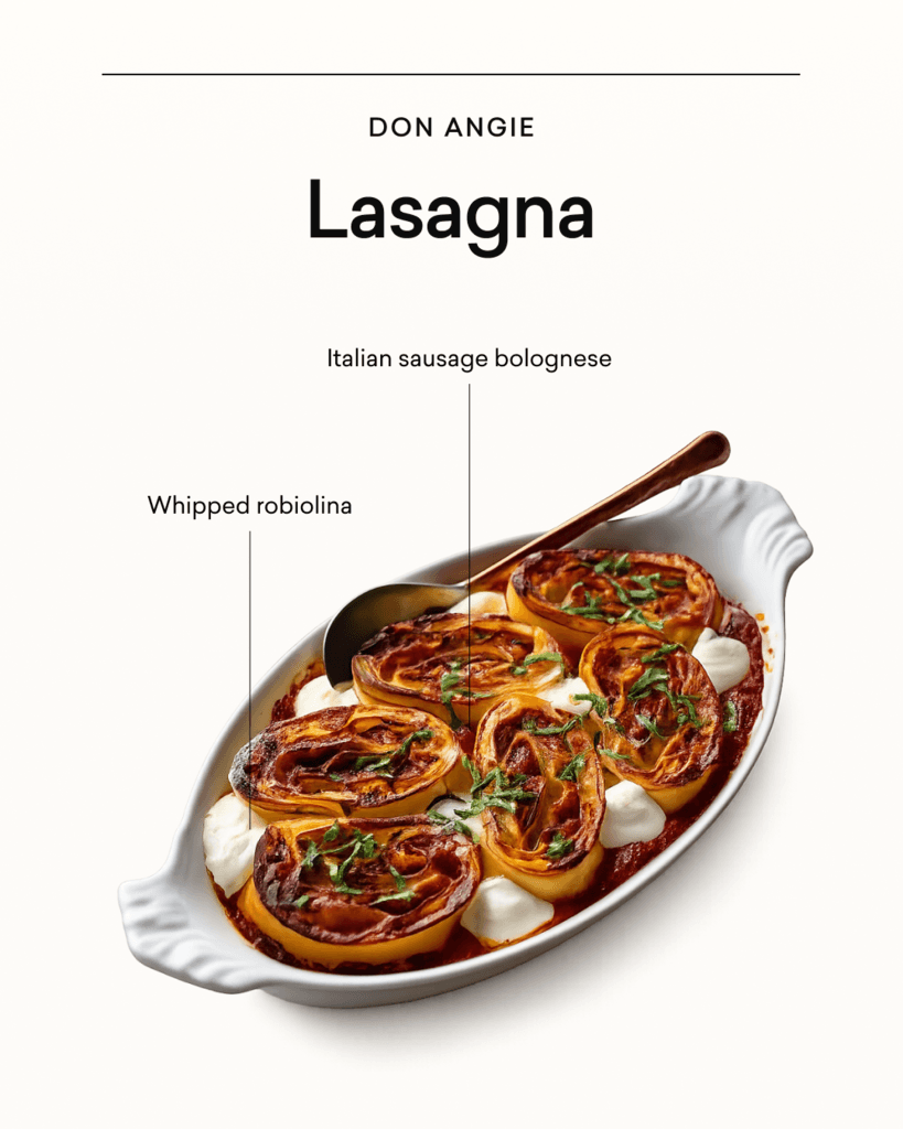 Don Angie's lasagna — an annotated dish feature