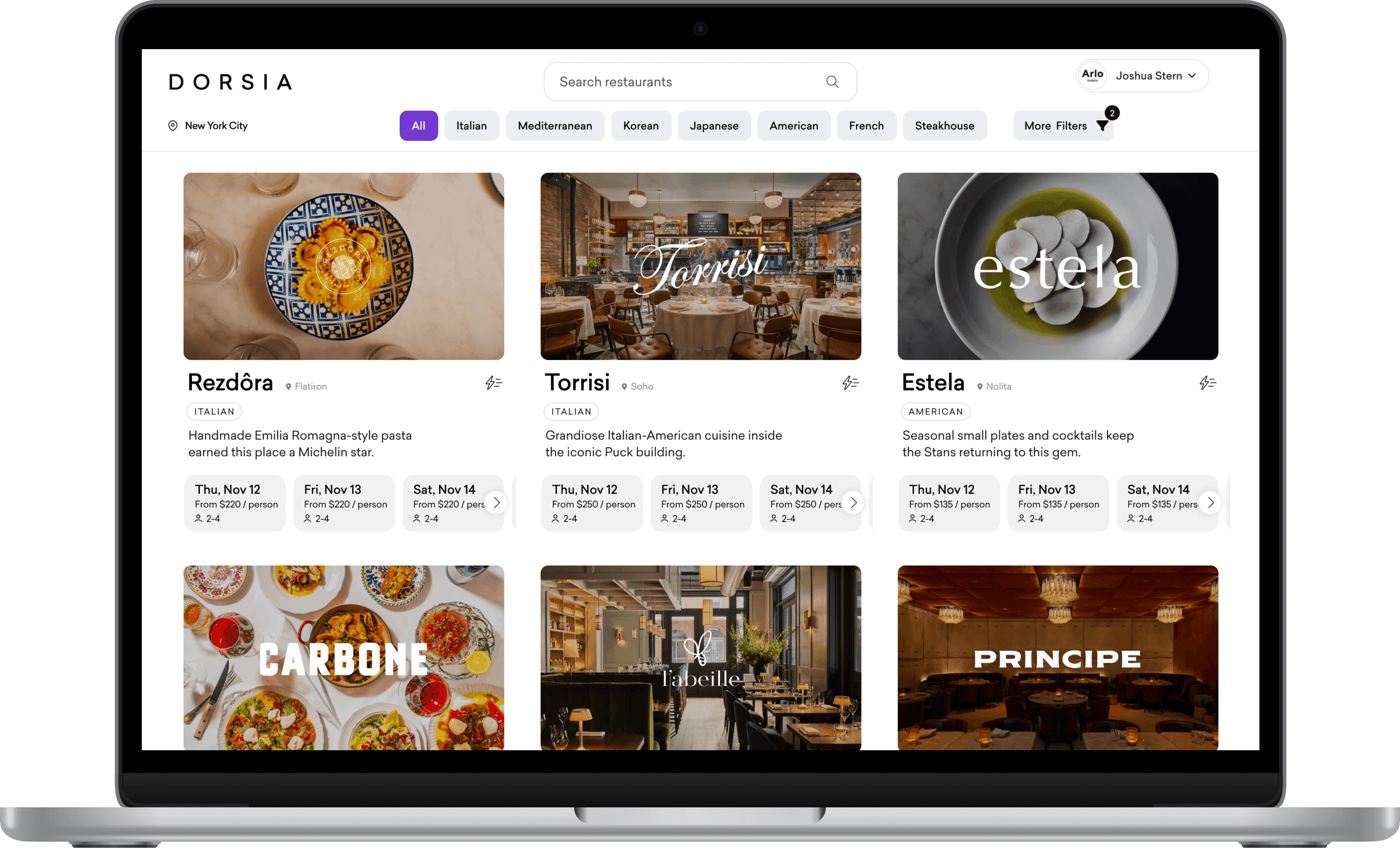 Browse available restaurants